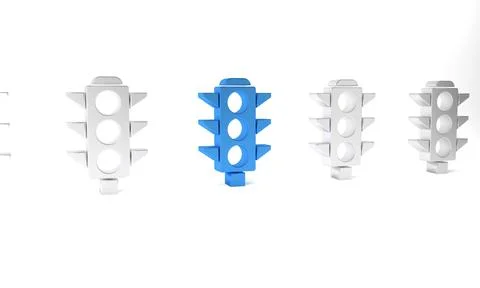 Blue Traffic light icon isolated on white background. Minimalism concept. 3.. Stock Illustration