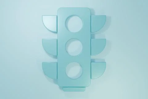 Blue Traffic light icon isolated on blue background. Minimalism concept. 3D.. Illustrazione stock
