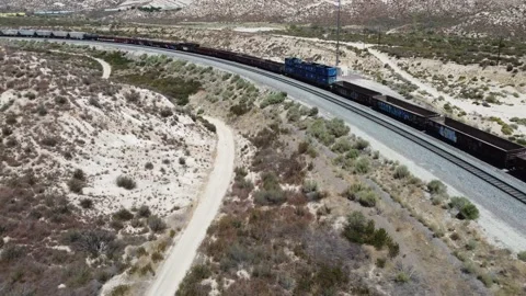 Blue Train Aerial Video stock 159829411