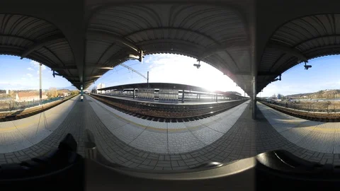 Blue train arriving to train station in Prague, Czech republic Stock Footage 120016154