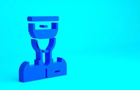 Blue Train conductor icon isolated on blue background. Minimalism concept. 3d Stock Illustration
