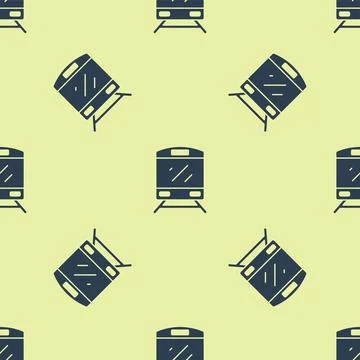 Blue Train icon isolated seamless pattern on yellow background. Public イラスト素材