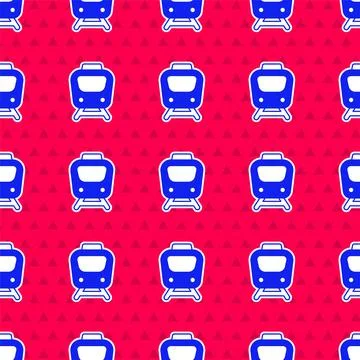 Blue Train icon isolated seamless pattern on red background. Public Illustrazione stock
