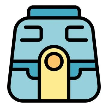 Blue train seen from the front moving forward icon Stock Illustration