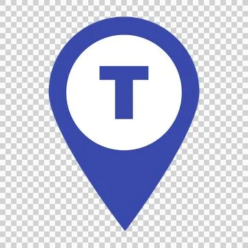 Blue Train Station Location Pin Marker Icon with Letter T Transparent PNG Stock-Illustration
