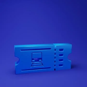 Blue Train ticket icon isolated on blue background. Travel by railway. Mini.. Stock Photos