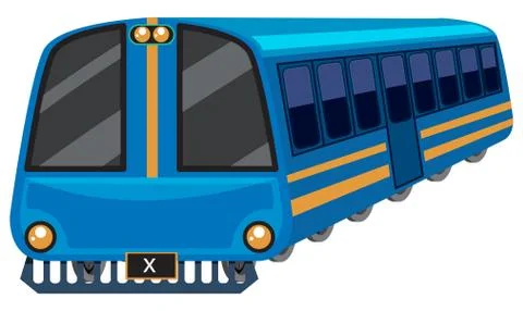 Blue train on white background Illustrazione stock