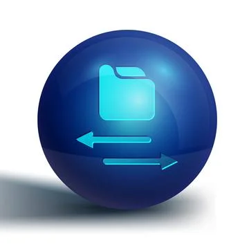Blue Transfer files icon isolated on white background. Copy files, data exchange 스톡 일러스트