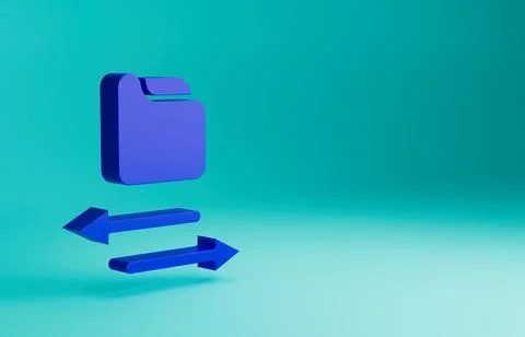 Blue Transfer files icon isolated on blue background. Copy files, data exchange Stock Illustration
