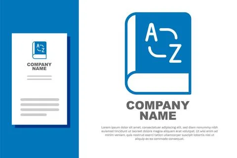 Blue Translator book icon isolated on white background. Foreign language co.. Stock Illustration