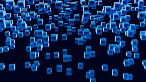 Blue Translucent Cubes On Dark Blue Background Stock Illustration