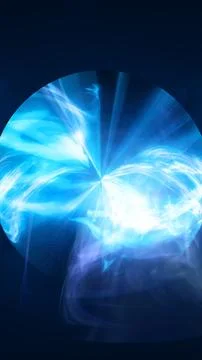 Blue translucent energy sphere with glowing mist, soft plasma waves, and fu.. Stock Illustration
