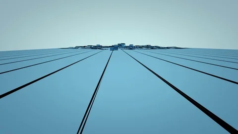 Blue translucent glass bands waving Stock Footage 70576076
