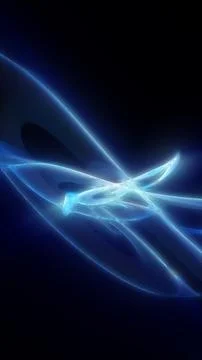 Blue translucent glowing ribbons over a dark background, creating an elegan.. Stock-Illustration