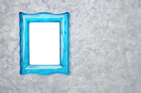 Blue translucent photo frame on marble background Stock Photos