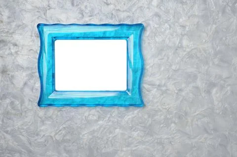 Blue translucent photo frame on marble background Stock Photos