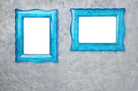 Blue translucent photo frame on marble background Stock Photos