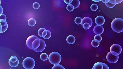 Blue transparent bubble motion background with abstract purple bokeh light Video stock 345865433