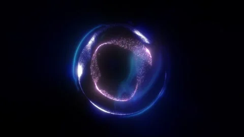 Blue transparent bubble orb with a pink particle swirl and neon glow on a d.. Stock Footage 328145139
