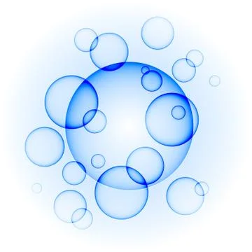 Blue transparent bubbles. Stock Illustration