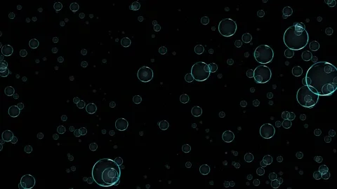 Blue transparent bubbles move towards the camera from the depths of the black Stock Footage 165138167