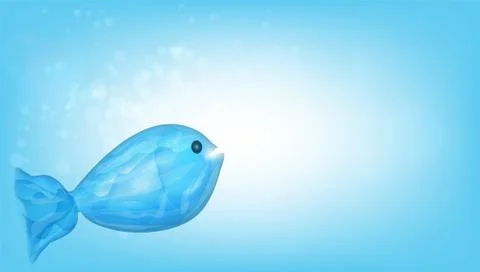 Blue Transparent Plastic Garbage Fish In Ocean Stock Illustration