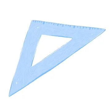 Blue, transparent plastic triangle tool. Colored bright sketch. Stock Illustration