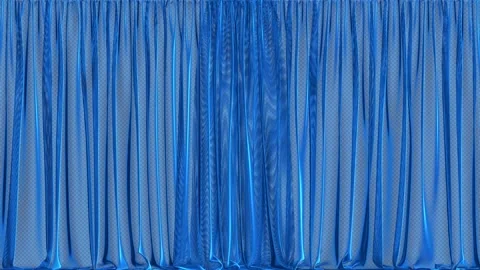 Blue transparent window curtains 3D anim... | Stock Video | Pond5