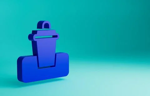 Blue Trash can icon isolated on blue background. Garbage bin sign. Recycle Stock Illustration