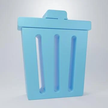 Blue Trash can icon isolated on grey background. Garbage bin sign. Recycle .. Stock Illustration