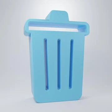 Blue Trash can icon isolated on grey background. Garbage bin sign. Recycle .. Stock Illustration