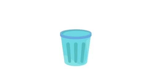 A blue trash can with its lid open, revealing the empty interior. Stock Footage 332540952