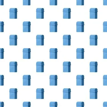 Blue trash can pattern creating seamless recycling background Ilustración de archivo