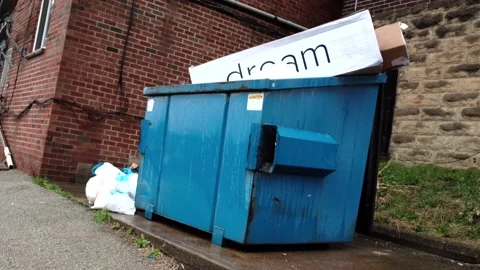 Blue trash dumpster Stock-Footage 185033835