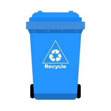 Blue Trash with Recycle icon-Vector Ilustration Stock Illustration