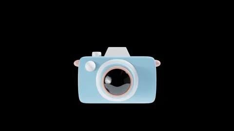 Blue Travel Camera with Transparent Background in 3D Animation Stock Footage 309203050