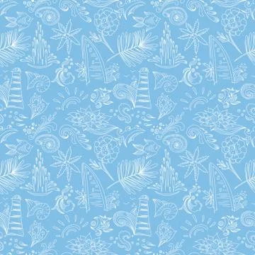 Blue travel pattern Stock Illustration