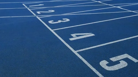 Blue treadmill with white numbered markings. Stock Footage 302734778