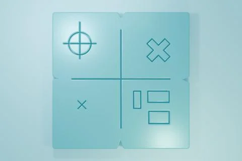 Blue Treasure map icon isolated on blue background. Minimalism concept. 3D .. Stock Illustration
