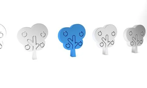 Blue Tree with apple icon isolated on white background. Agricultural plant... 스톡 일러스트