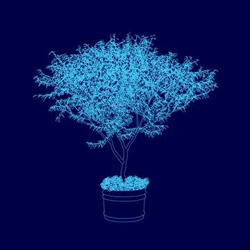 Blue tree is in a blue pot. The tree is small and has a blue color Stock Illustration