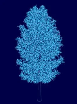 Blue tree with a blue sky background. The tree is very tall and has a lot of 스톡 일러스트
