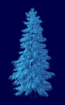 Blue tree with a blue trunk and blue leaves. The tree is tall and has a blue Stock Illustration