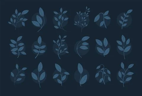 Blue Tree Branch Set Stock Illustration