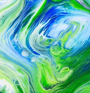 Blue Tree Ring Acrylic Pour Painting Stock Illustration