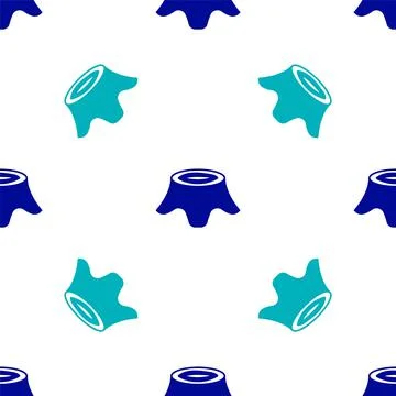 Blue Tree stump icon isolated seamless pattern on white background. Vector Stock Illustration