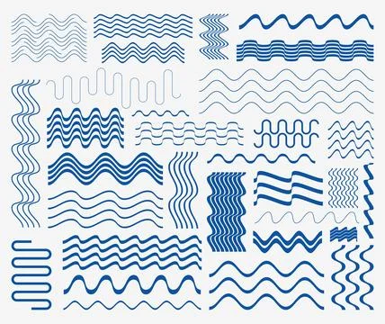 Blue trendy vector wavy line design elements Stock Illustration