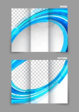 Blue tri fold brochure Stock Illustration