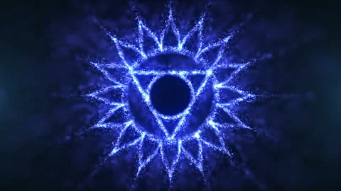 Blue triangle and circle chakra animation in 3d Stock Footage 233764034