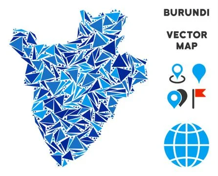 Blue Triangle Burundi Map Illustrazione stock